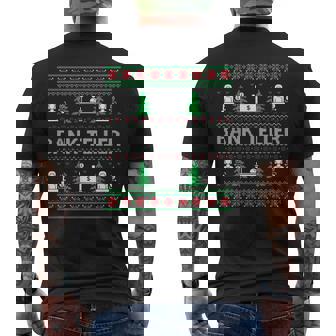 Ugly Christmas Sweaters Matching Bank Teller Holiday Men's Back Print T-Shirt - Monsterry