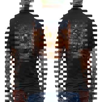 Victorian Christmas Pub Scene Charming Art Print Men's Back Print T-Shirt - Monsterry
