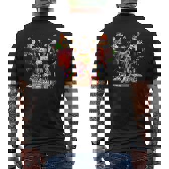 Wine Glass And Snowmen Christmas Wine And Cocktails Lover Men's Back Print T-Shirt - Monsterry