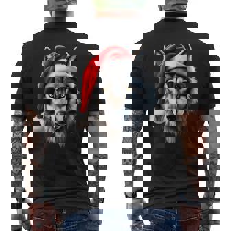 Wolf Santa Christmas New Year Xmas Party Christmas Eve Men's Back Print T-Shirt - Monsterry