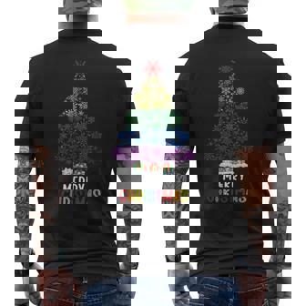 XBml LGBT Snowflake Christmas Tree Merry Xmas LGBT Pride Men's Back Print T-Shirt - Monsterry