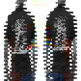 Xmas Lighting Tree Snowman Volleyball Christmas Men's Back Print T-Shirt - Monsterry