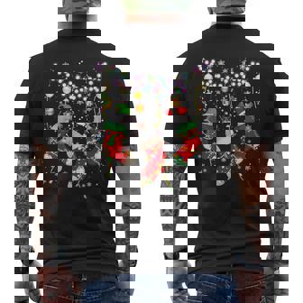 Xmas Santa ELF Reindeer Unicorn In Christmas Socks Lights Men's Back Print T-Shirt - Monsterry