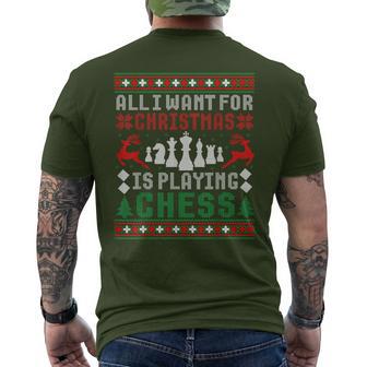 Alles Was Ich Zu Weihnachten Want Ist Schach Spielen Uglicher Christmas Jumper T-Shirt mit Rückendruck - Geschenkecke