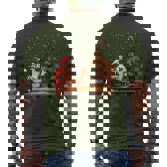 Christmas Santa Arm Wrestling Reindeer Christmas Sweater Men's T-shirt Back Print | Mazezy