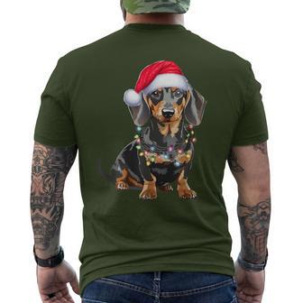 Dachshund Dog Santa Hat Christmas Light T-Shirt mit Rückendruck - Geschenkecke