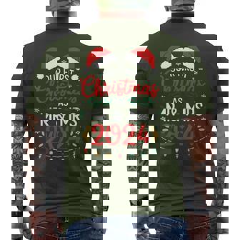 Our First Christmas As Mr And Mrs Newlyweds Couples Pajamas Men's T-shirt Back Print - Monsterry
