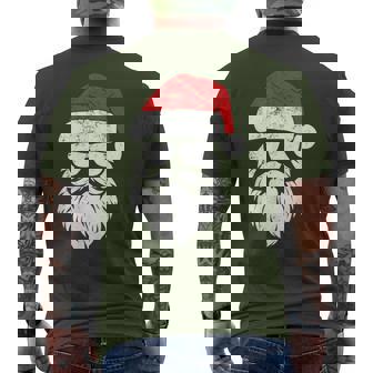 Hipster Santa Face With Hat Beard & Glasses Christmas Men's T-shirt Back Print - Thegiftio