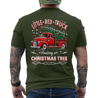 Little Red Truck Hauling A Christmas Tree Xmas Trendy Men's T-shirt Back Print - Thegiftio UK