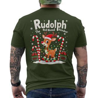 Rudolph The Red Nosed Reindeer Cute Matching Xmas Men's T-shirt Back Print - Thegiftio UK