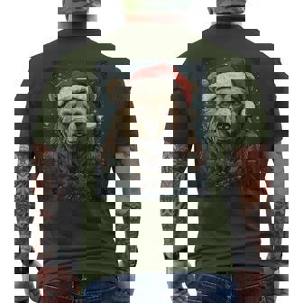 Grizzly Bear Christmas Men's T-shirt Back Print - Monsterry