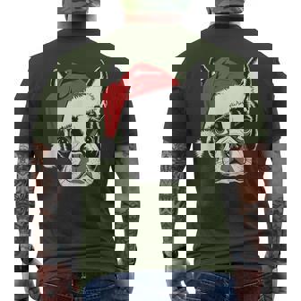Joyful Boston Terrier Santa Dog On Boston Terrier Christmas Men's T-shirt Back Print - Seseable