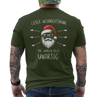 Lustiges Weihnachtsmann Waren Alle Unartig Christmas T-Shirt mit Rückendruck - Geschenkecke