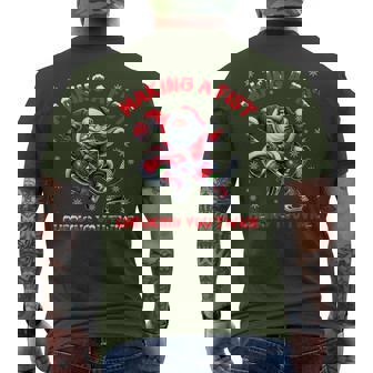 Making A Fist Checking You Twice Ice Hockey Xmas Snowflakes Men's T-shirt Back Print - Thegiftio UK