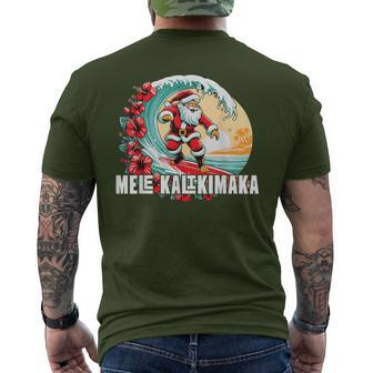 Mele Kalikimaka Hawaii Santa Hawaiian Christmas Men's T-shirt Back Print - Thegiftio UK