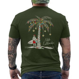 Mele Kalikimaka Hawaiian Surf Warm Hawaii Christmas Men's T-shirt Back Print - Thegiftio UK