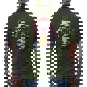 Monkey Santa Hat Chimpanzee Monkey Lovers Christmas Pajama Men's T-shirt Back Print - Thegiftio