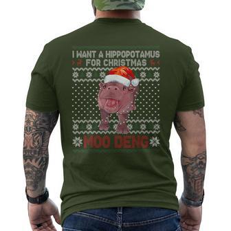 Moo Deng Christmas All I Want For Christmas Is A Moo Deng Men's T-shirt Back Print - Thegiftio UK