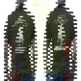 Santa Ufo Christmas Alien Abduction Santa Alien Ufo Xmas Men's T-shirt Back Print - Monsterry