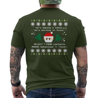 Sql Santa Claus Database Db Clause Computer Science Programmer T-Shirt mit Rückendruck - Geschenkecke