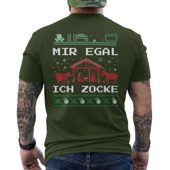 Weihnachten Mir Egal Ich Zocke Ugly Christmas For Gamer T-Shirt mit Rückendruck - Geschenkecke