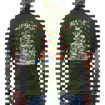 Xmas Cat Lover Meowy Catmas Cat Christmas Tree Lights Men's T-shirt Back Print - Monsterry