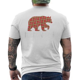 Christmas Meemaw Bear Red Buffalo Plaid Xmas Falimy Pajama Men's Back Print T-Shirt - Monsterry