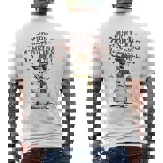 Country Christmas Retro Cowboy Snowman Merry Christmas Men's Back Print T-Shirt - Monsterry