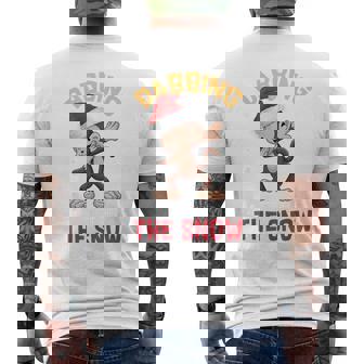 Dabbing Monkey Through The Snow Men's Back Print T-Shirt - Monsterry