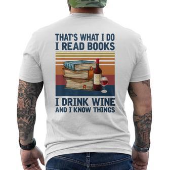 Das Ist Was Ich Tue Ich Lese Bücher Ich Trinke Wein Und Ich Weiß Dinge Gray T-Shirt mit Rückendruck - Geschenkecke