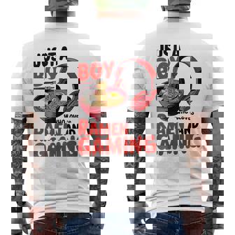 Just A Boy Who Loves Ramen And Gaming Men's T-shirt Back Print - Thegiftio