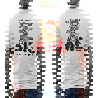 Mrs Reindeer Family Group Christmas Buffalo Red Plaid Men's Back Print T-Shirt - Monsterry