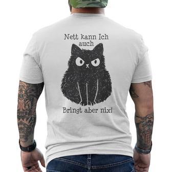 Nett Kann Ich Auch Bringt Aber Nix Cat Fun Gray S T-Shirt mit Rückendruck - Geschenkecke