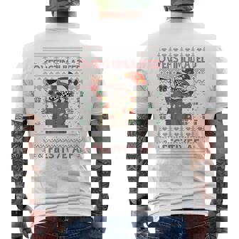 Overstimulated & Festive Af Raccoon Christmas Men's T-shirt Back Print - Seseable