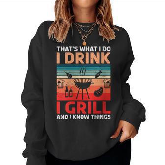 Damen Bbq Beer Freedome Das Ist Was Ich Trinke Und Weiß Dinge Mit-Ausschnitt Sweatshirt Frauen - Geschenkecke