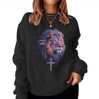 Jesus Lion Of Judah Christian Faith For And Women Women Sweatshirt - Thegiftio UK