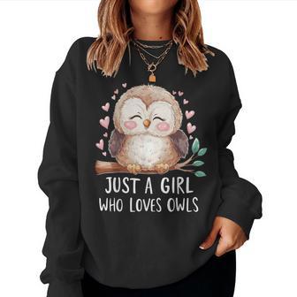 Just A Girl Who Loves Owls Cute Owl Women Sweatshirt - Thegiftio UK
