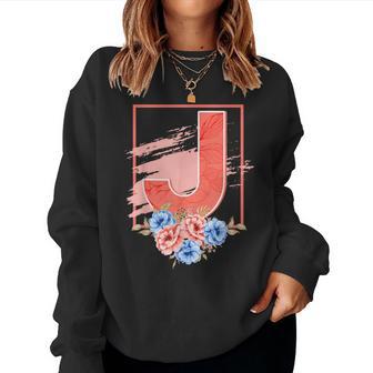 Letter J Flowers Last Name Alphabet Consonant Girl Birthday Sweatshirt Frauen - Geschenkecke