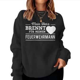 Women's Mein Herz Brennt Für Meinen Fireman Fire Brigade Sweatshirt Frauen - Geschenkecke