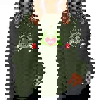 Christmas Nana Elf With Cute Heart Hands Christmas Women Sweatshirt - Thegiftio