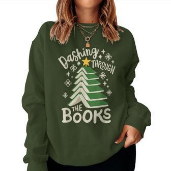 Dashing Through The Books Christmas Book Lovers Women Women Sweatshirt - Thegiftio UK