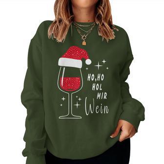 Ho Ho Hol Mir Wine Christmas Outfit Santa Hat Fun Xmas Sweatshirt Frauen - Geschenkecke