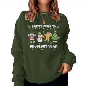 Oncology Christmas Crew Chemotherapy Nurse Techs Np Can Women Sweatshirt - Thegiftio UK