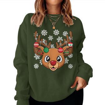 Reindeer Christmas Xmas Women's Children's Sweatshirt Frauen - Geschenkecke