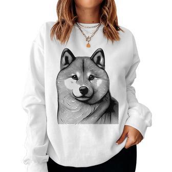 Dog Fingerprint Shiba Inu Dad Mom Gray Sweatshirt Frauen - Geschenkecke