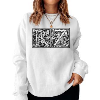 Rz Initials R Z Name Surname Onomastics Onomatology Gray Sweatshirt Frauen - Geschenkecke