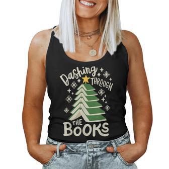 Dashing Through The Books Christmas Book Lovers Women Women Tank Top - Thegiftio UK