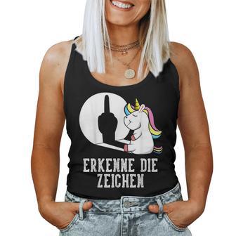 Erkenne Die Zeichen Unicorn Sarcasm Saying Women's Tank Top Frauen - Geschenkecke