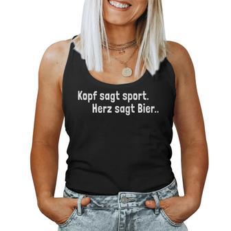 Kopf Sagt Sport Heart Says Beer Football Drinker Tank Top Frauen - Geschenkecke