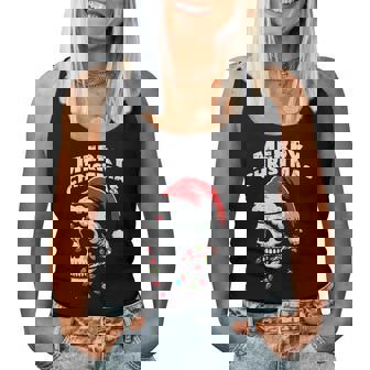 Merry Christmas Skull Santa Xmas Skeleton Head Kid Women Tank Top - Thegiftio